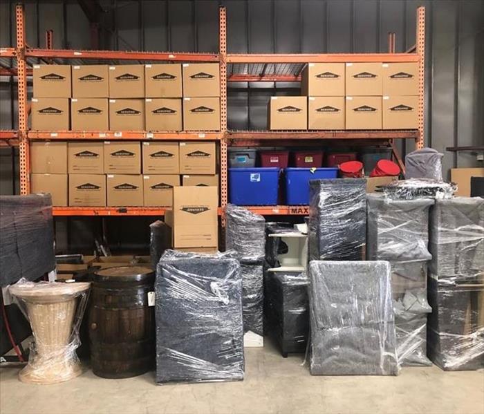 image of boxes and furniture in storage